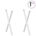 vidaXL Nohy k jedálenskému stolu v tvare X, 2 ks, biele, 50 x (72-73) cm, oceľové