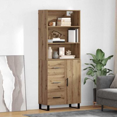 vidaXL Highboard so zásuvkou 2 pcs Remeselný dub Kompozitné drevo