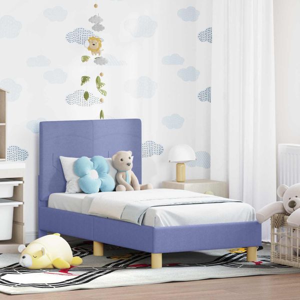 vidaXL Rám detskej postele s čelom Modrá džínovina 70 x 140 cm látka