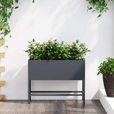 vidaXL Zvýšený záhradný kvetináč Antracit 60 x 26 x 45 cm Oceľ