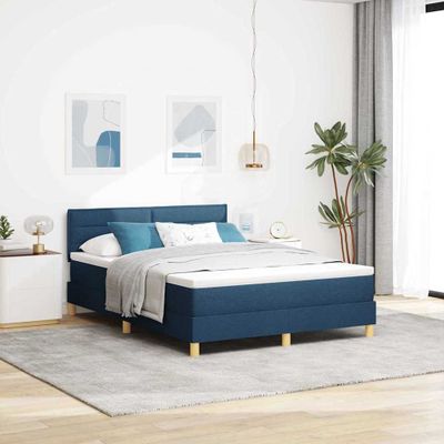 vidaXL LED box s pružinami s vankúšom Modrá 140 x 190 cm látka