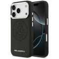 Karl Lagerfeld puzdro Magsafe PU puzdro s Karlovým kruhovým bodkovým logom, kovovými tlačidlami fotoaparátu a logom pre iPhone 17 Pro Max čierne