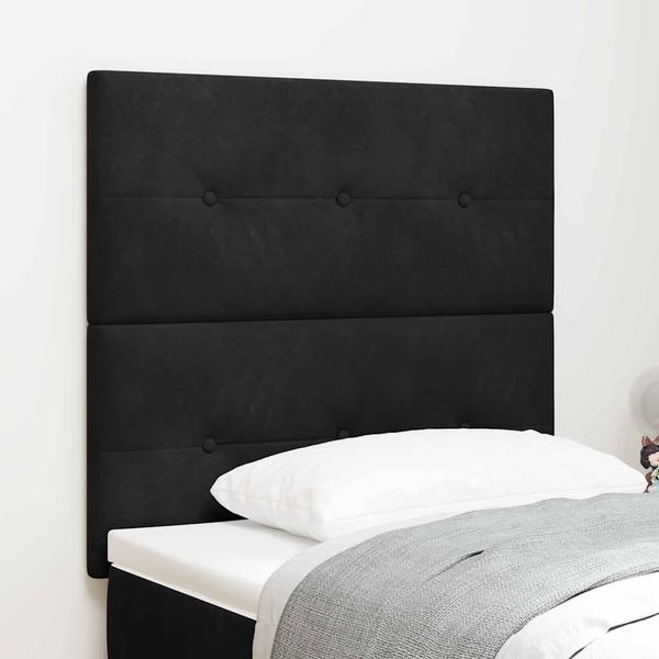 vidaXL LED hlavová doska s LED pásikmi Čierny 80 cm Zamat