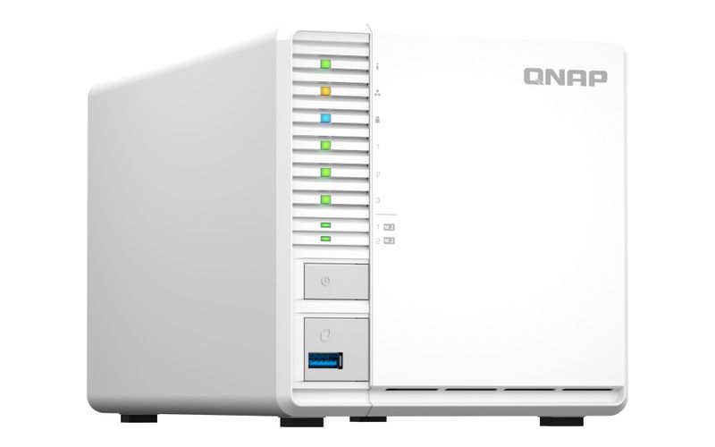 QNAP TS-364-8G (4core 2,9GHz, 8GB RAM, 3x SATA, 2x M.2 NVMe sloty, 3x USB, 1x 2,5GbE, 1x HDMI 1.4b) NAS, Intel Celeron N5095, 8GB RAM, 3× 3,5" SATA, 2× M.2 PCIe Gen 3, 2,5GbE, HDMI 1.4b, USB 3.2 Gen 2, RAID 5, QTS