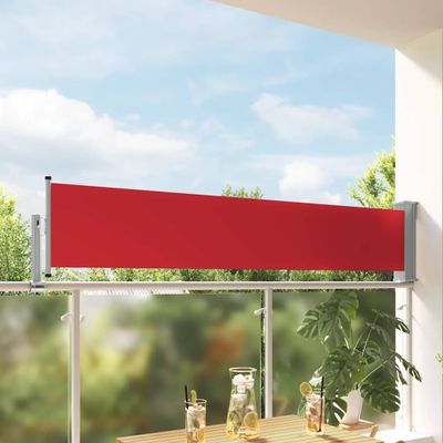 vidaXL Zaťahovacia bočná markíza na terasu červená 60x300 cm