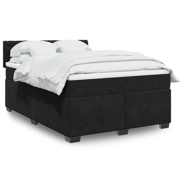vidaXL Posteľný rám boxspring s matracom čierny 140x190 cm zamat