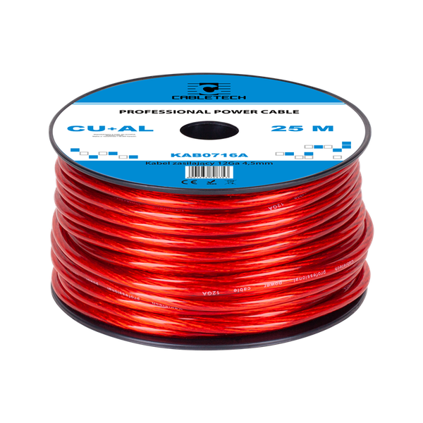 Auto kábel 12Ga OD4,5mm CU+AL 25m Cabletech KAB0716A červený