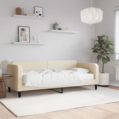 vidaXL Denná posteľ s matracom krémová 100x200 cm látka