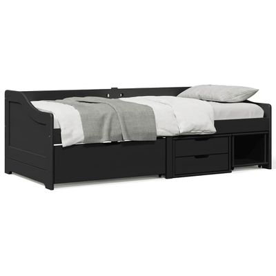 VidaXL Denná posteľ s 3 zásuvkami bez matraca "IRUN" Čierna 90x200 cm