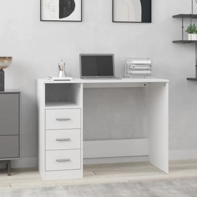vidaXL Stolík so zásuvkami biely 102x50x76 cm spracované drevo