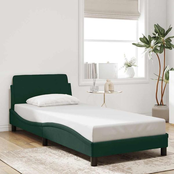 vidaXL Rám postele Dover tmavozelený 80x200 cm zamat