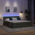 vidaXL LED úložná posteľ s matracom Tmavosivá 160 x 200 cm Látka