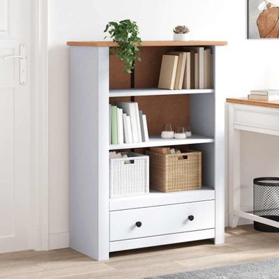 vidaXL Knižnica, biela 80x35x110 cm, borovicový masív Panama Range