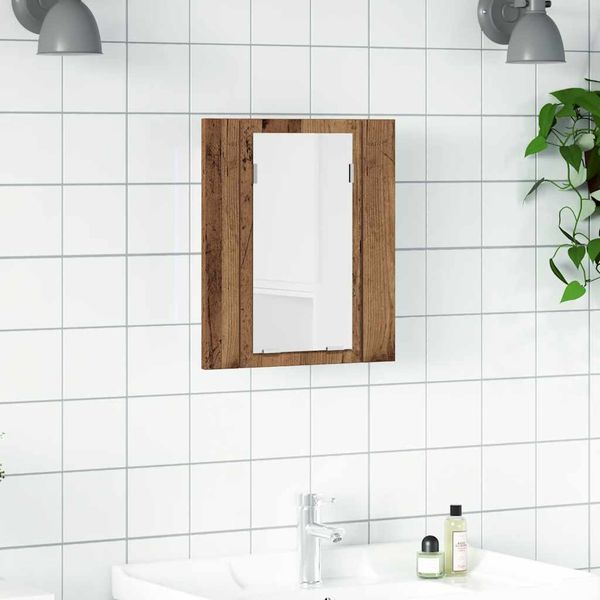 vidaXL LED zrkadlová skrinka staré drevo 40x12x45 cm kompozitné drevo