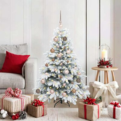 vidaXL Umelý vianočný stromček s 150 LED-i Biela 120 cm PE a PVC