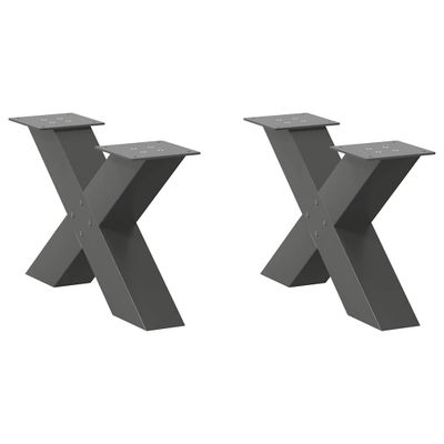 vidaXL Nohy konferenčného stolíka v tvare X, 2 ks, antracitové, 60 x (30-31) cm, oceľ