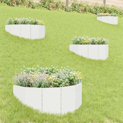 vidaXL Obrubník trávnika 4 ks 100 x 45 cm Oceľ Biela