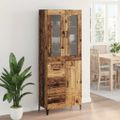 vidaXL Highboard Staré drevo 69,5 x 34 x 180 cm Kompozitné drevo