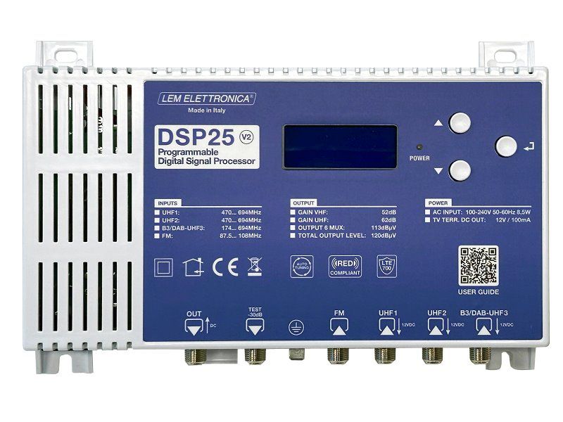 LEM DSP25 V2 programovateľný DVB-T/T2 zosilňovač