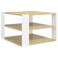 vidaXL Konferenčný stolík biely a dub sonoma 60x60x40 cm drevotrieska
