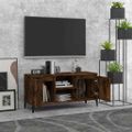 vidaXL TV skrinka, kovové nohy, tmavý dub 103,5x35x50 cm