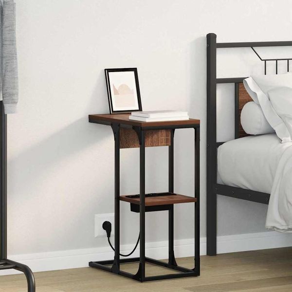 vidaXL Nočný stolík Hnedý dub 41,5 x 26 x 60,5 cm Kompozitné drevo