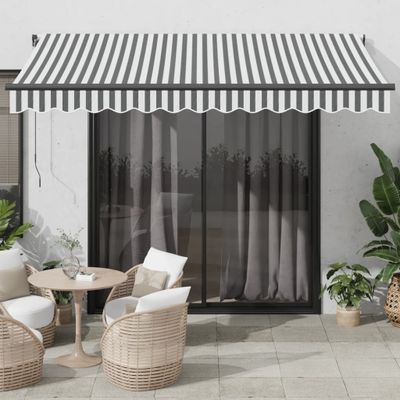 vidaXL Ručne zaťahovacia markíza s LED antracit a biela 350x250 cm