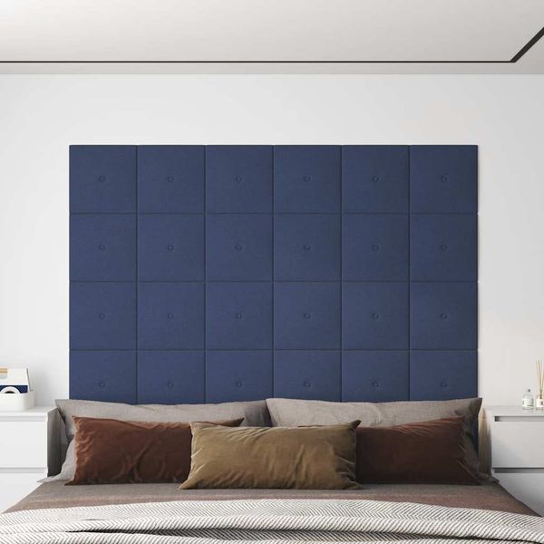 vidaXL Nástenné panely 12 ks modré 30x30 cm látková 1,08 m²