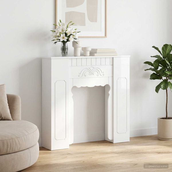 vidaXL Rám krbu Biela s vysokým leskom 93 x 20 x 89 cm