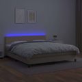 vidaXL Boxspring posteľ matrac a LED kapučínová 180x200 cm umelá koža