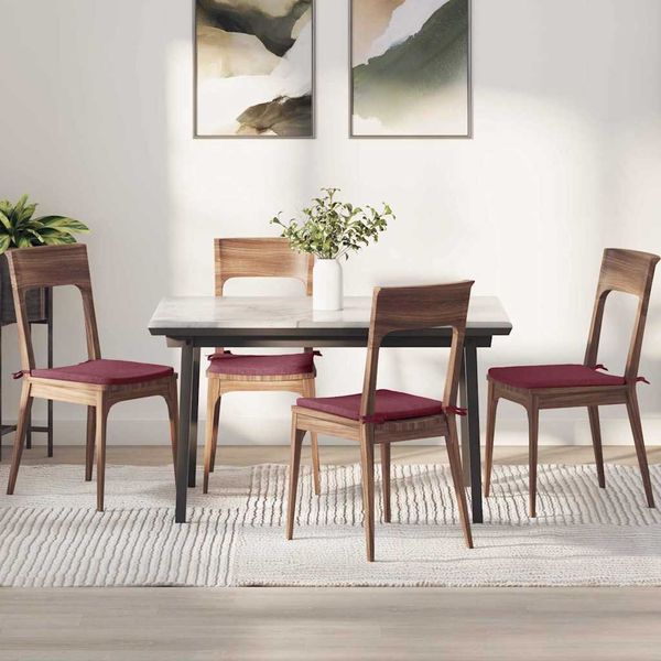 vidaXL Vankúše na sedenie 4 pcs Víno červené 40 x 40 x 3 cm látka