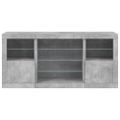vidaXL Komoda s LED svetlami betónovo-sivá 142,5x37x67 cm