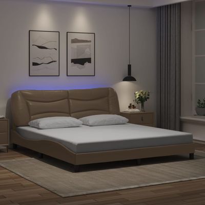 vidaXL Rám postele s LED bez matraca Hvar kapučínový 180x200 cm