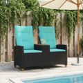 vidaXL Hojdačka s tabletou 2 -Seater 126 x 65 x 112 cm polyratan