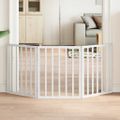 vidaXL Brána pre psa skladacia 3 panely biela 150 cm topoľové drevo