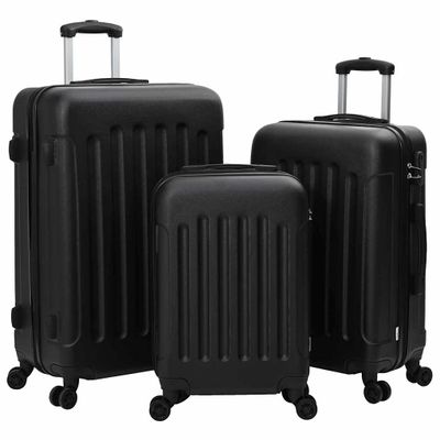 vidaXL Kufor so zámkom 3 pcs Čierna 50 x 31 x 78 cm ABS plast