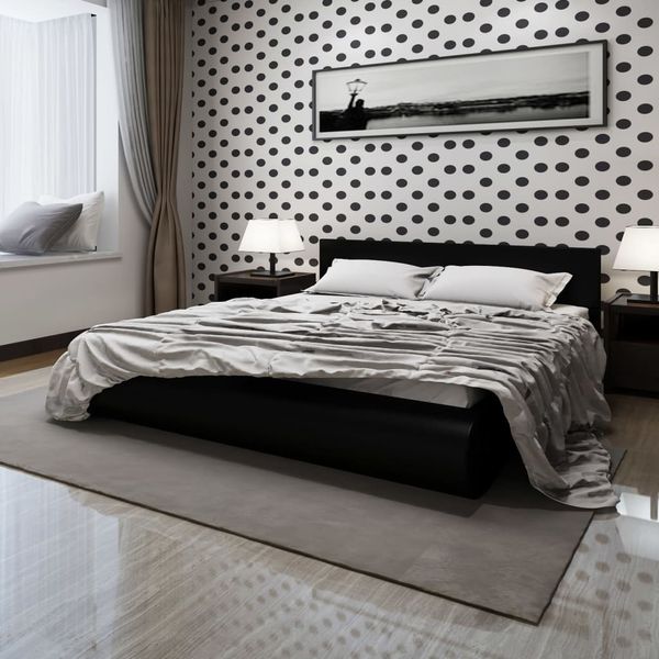 vidaXL Posteľ s matracom, pamäťová pena, čierna, umelá koža 180x200 cm