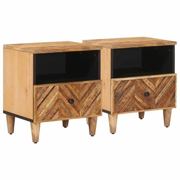 vidaXL Nočný stolík 2 pcs Hnedá 50 x 33 x 60 cm Masívne mango drevo