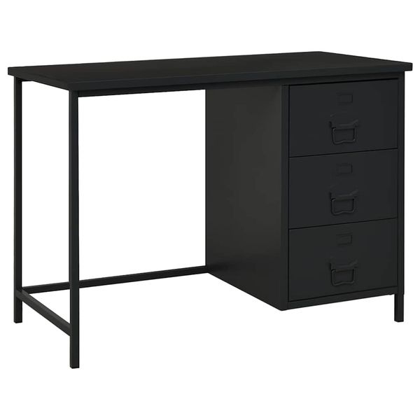vidaXL Industriálny stôl so zásuvkami čierny 105x52x75 cm oceľ
