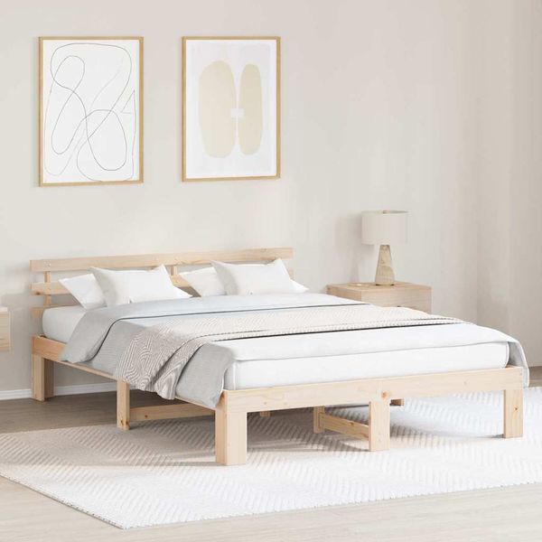 vidaXL Rám postele Prírodná 150 x 200 cm Masívne borovicové drevo
