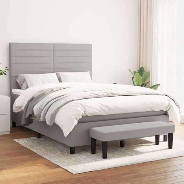 vidaXL Boxspring posteľ s matracom bledosivý 140x190 cm látka