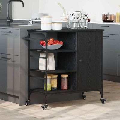 vidaXL Kuchynský vozík Čierny dub 87.5 x 39 x 84.5 cm Kompozitné drevo