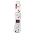 Predlžovací kábel EMOS P1315 / 5 m / 3 zásuvky / s vypínačom / biely / PVC / 1 mm2