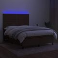vidaXL Posteľ boxsping s matracom a LED tmavohnedá 140x190 cm látka