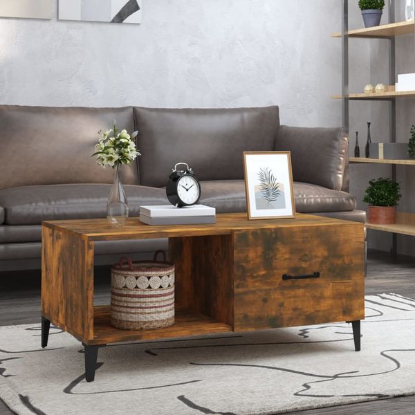 vidaXL Konferenčný stolík dymový dub 90x50x40 cm kompozitné drevo