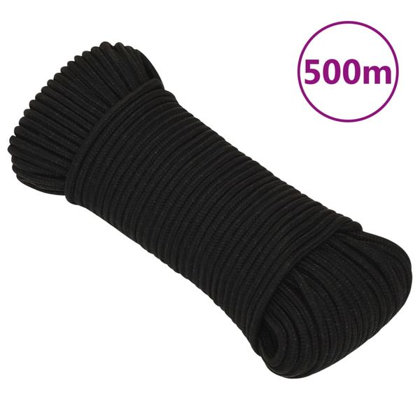 vidaXL Pracovné lano čierne 5 mm 500 m polyester