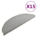 vidaXL Kobercové nášľapy na schody 15 ks sivé 65x21x4 cm