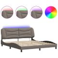 vidaXL Rám postele s LED bez matraca Hvar Taupe 180x200 cm Látka