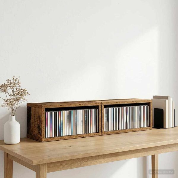 vidaXL Roh na skladovanie CD 2 ks Dubové drevo 40 x 17 x 17 cm