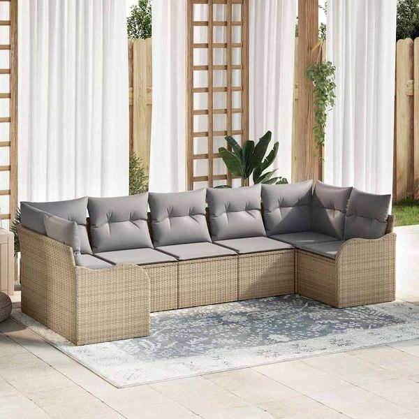 vidaXL Súprava záhradných pohoviek 7 pcs béžová a svetlosivá